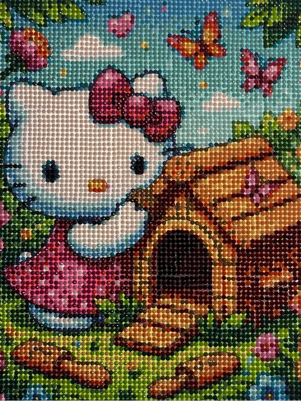 #35 Hello Kitty-Inspired Rainbow Umbrella Diamond Art